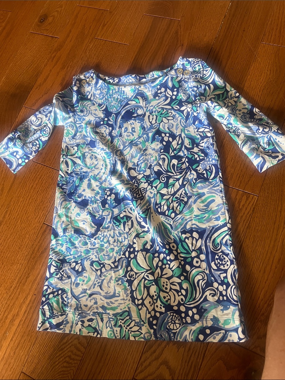 Lilly Pulitzer Navy, Aqua & White Floral Paisley Shift Dress